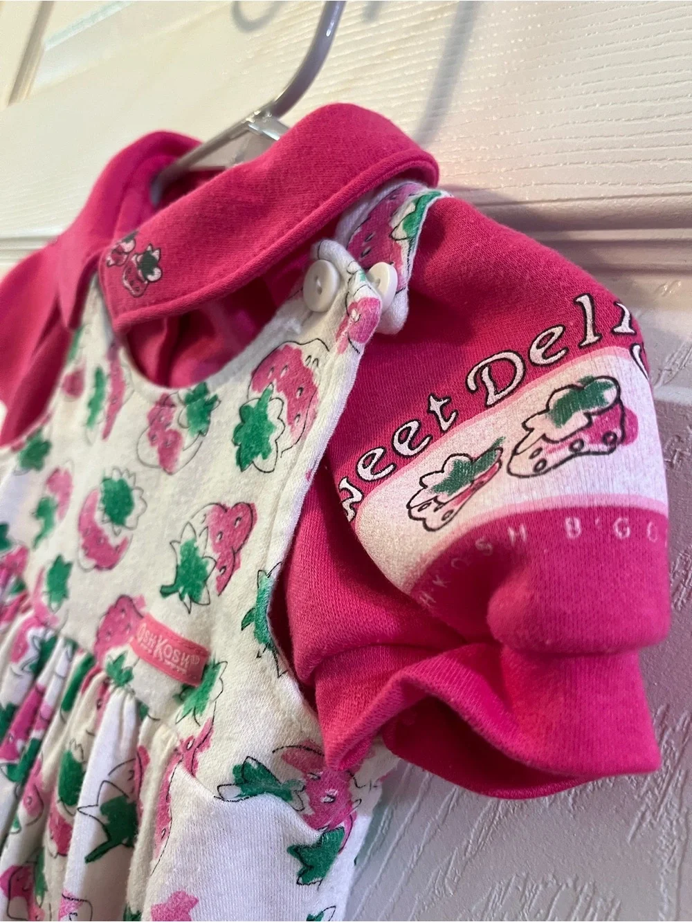 Vintage OshKosh B'gosh Strawberry Bubble Romper & Polo Shirt Set